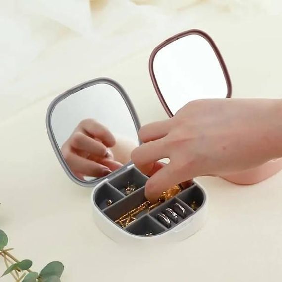 Органайзер шкатулка с зеркалом для украшений на 7 отделений LD-988 Белый