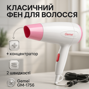 Малошумний фен для укладання волосся, Фен для волосся з холодним обдуванням Класичний DO-73