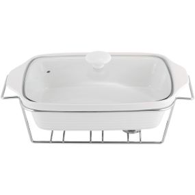 Марміт керамічний Kamille 2.4 л з кришкою скляною прямокутний хромована підставка 3 свічники