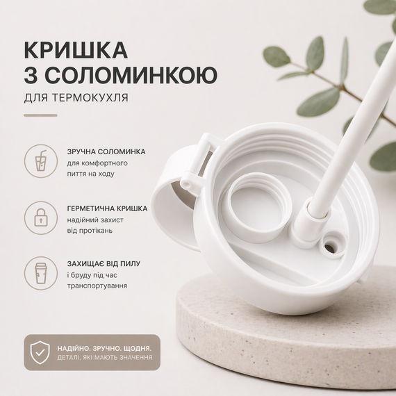 Термокухоль 650 мл із соломинкою та чайним інфузором, Білий "JUST TO BE DIFFERENT" —  без BPA, антиковзкий | Зображення 5