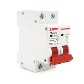 Автоматичний вимикач DC ZADOTI DZ47-63C40 2P DC1000V,40A,6kA,DIN,35x75x79mm