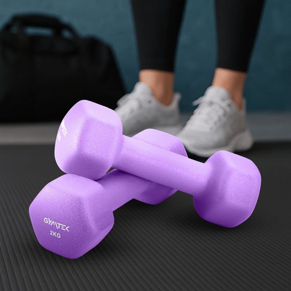Гантелі для фітнесу неопренові Gymtek Hex 2х2кг бузковий | Зображення 4