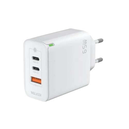 Зарядний пристрій мережевий USB/2Type-C QC+PD 65W білий WALKER WH-45