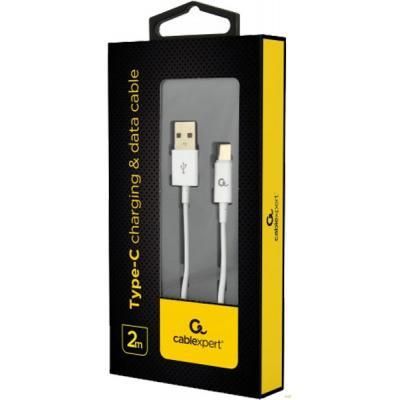 Дата кабель USB 2.0 AM to Type-C 2.0m Cablexpert (CC-USB2P-AMCM-2M-W) | Зображення 1
