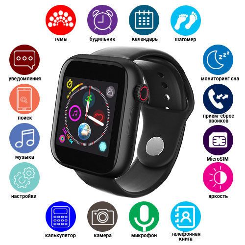 Розумний смарт годинник Smart Watch Z6 c SIM з камерою. Колір: чорний | Зображення 4