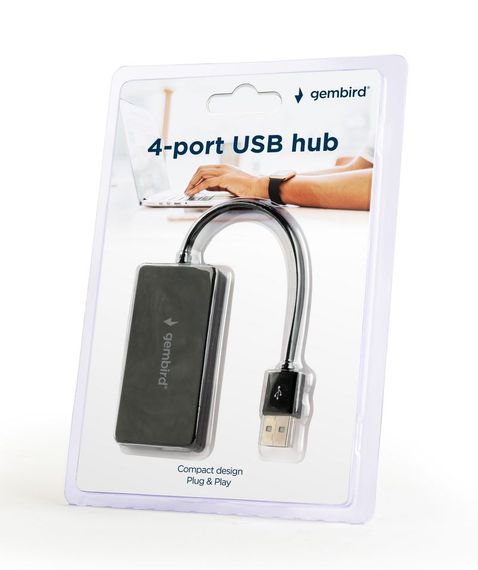 Хаб на 4 порти USB 2.0 UHB-U2P4-04, пластик, чорний | Зображення 1