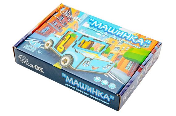 Конструктор Puz-00930 "Машинка" дерев'яний, 43 дет., р. 8,7x14x8,2 см PuzzleOK | Зображення 3