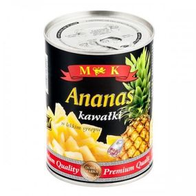 Ананас консервированный кусочками в сиропе Ananas MK (Польша), 565 г ж/б