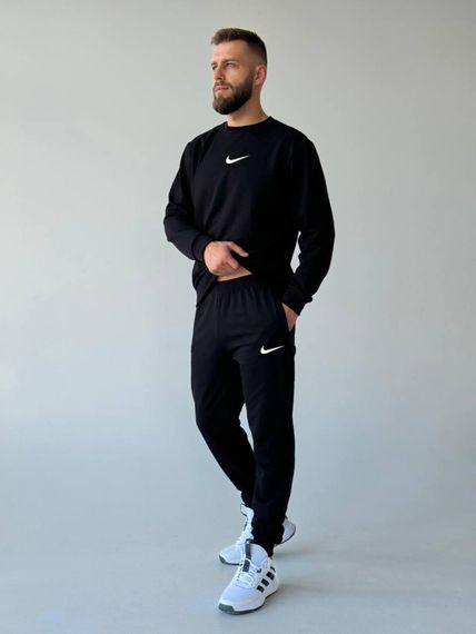 Cпортивний костюм Nike світшот лого посередині чорний | Зображення 4