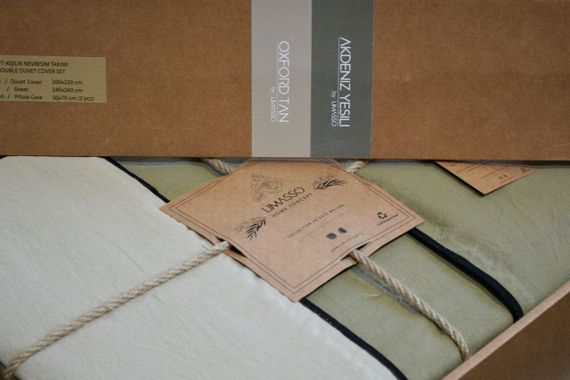 Постельное белье Limasso Stonewashed Essualte 200 х 220 см Oxford Tan - Akdeniz Yesili | Зображення 7