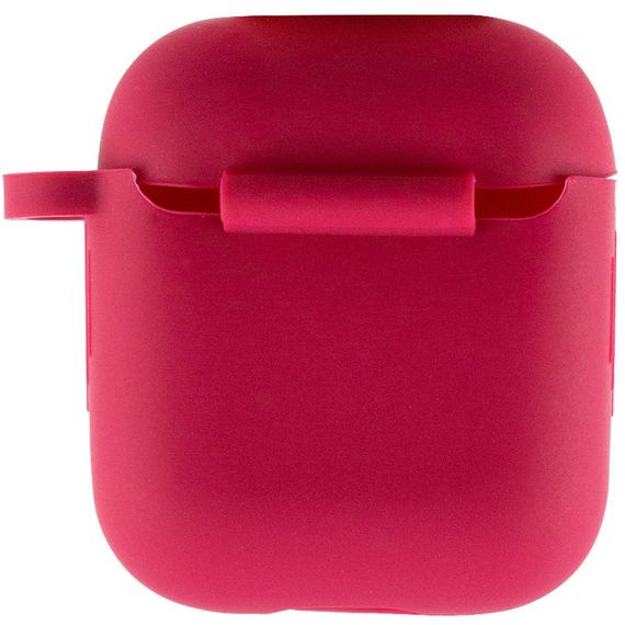 Силіконовий футляр New з карабіном для навушників Airpods 1/2 Червоний / Rose Red | Зображення 2
