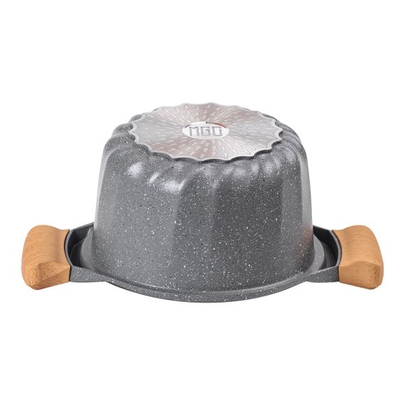 Алюминиевая кастрюля объемом 3 литра с крышкой Ø 20 см Мрамор с антипригарным покрытием MGC серый HP-4-432G | Зображення 1