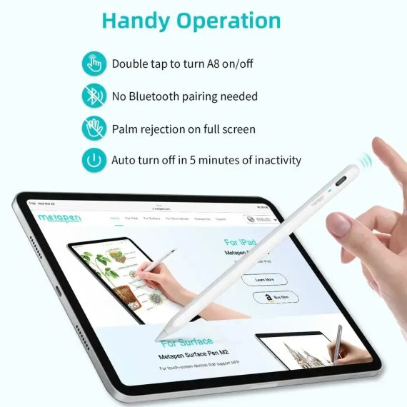 Стилус, Metapen iPad Pencil A8, білий | Зображення 2