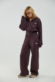 Утеплений cпортивний костюм із прямими штанами та зіп-худі - баклажан цвет, ONE SIZE (є розміри)