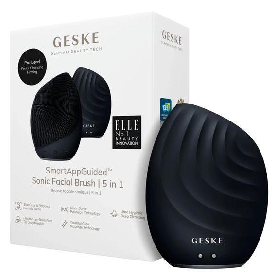 Електронна ультразвукова щітка для обличчя GESKE Sonic Facial Brush 5в1 gray, Чорний