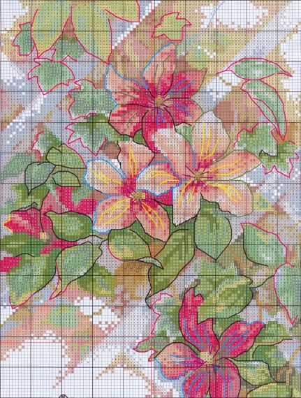 Набір для вишивання за нанесеною на канву схемою "Butterfly over Flowers 15". AIDA 14CT printed, 22*49 см | Зображення 2