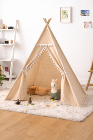 Палатка-вигвам для детей / Детская игровая палатка 135х110х100 см Бежевая