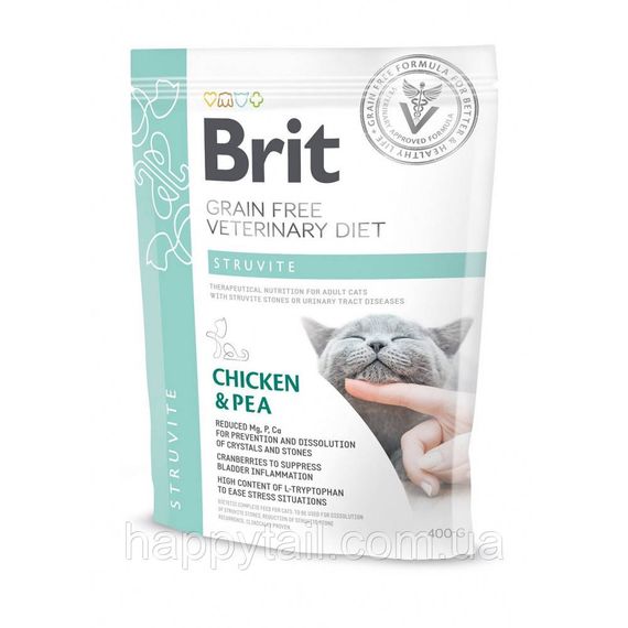 Корм сухий Brit Grain Free VetDiet Cat Struvite для котів з сечокам яною хворобою з куркою та горохом 400 г