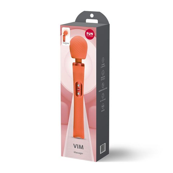 Вибромассажер Fun Factory VIM Vibrating Wand Orange, супермощный и легкий, до 6 часов работы, Оранжевий | Зображення 6