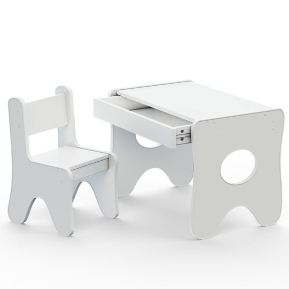 Зручний столик у дитячу кімнату 70×45×51, дитячий ігральний стіл із ящиком, білий | Зображення 1