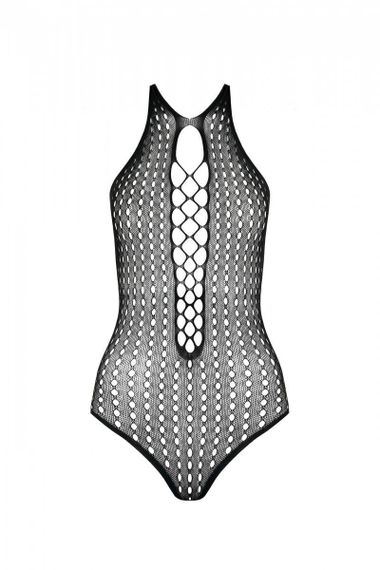 Бодістокінг з декольте Passion BS088 black, імітація корсетної шнурівки Sex Aura | Зображення 5