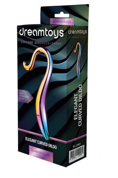 Вигнутий скляний фалоімітатор Dream Toys Glamour Glass, різнокольоровий Sex Aura | Зображення 3