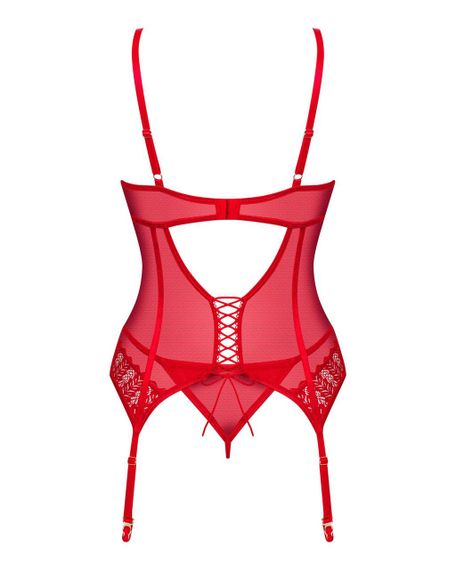 Комплект корсет и стринги Obsessive Ingridia corset & thong XL/2XL, красный sexstyle | Зображення 3
