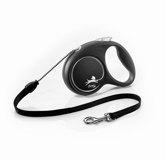 Flexi Black Design M рулетка для собак, трос 5 м, чорний