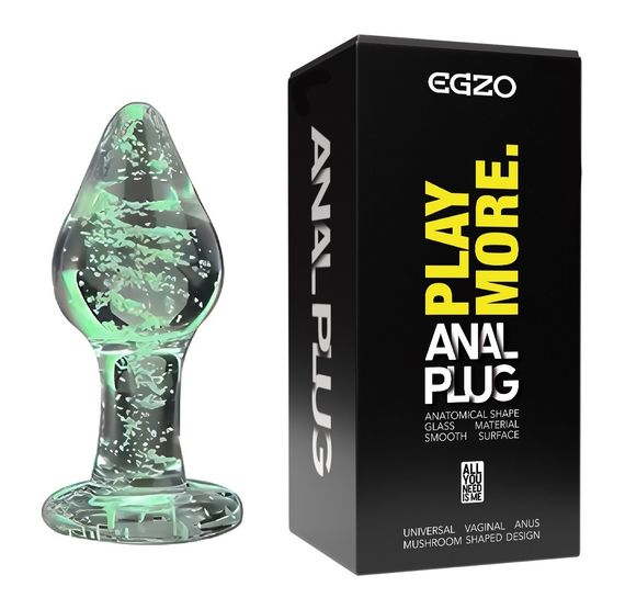 Светящийся анальный плаг из стекла EGZO EAP-R ( длина 7.2 см, диаметр 2.8 см ) sexstyle