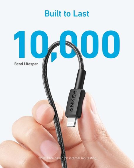 Кабель Anker 322 USB-C to Lightning - 1.8m Nylon Black | Зображення 2