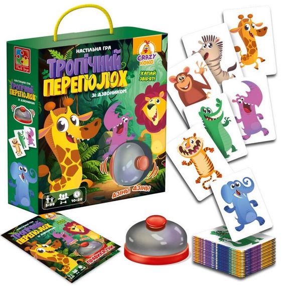 Настольная игра "Тропический переполох" VT8010-13, 50 карточек, правила игры, 1 колокольчик | Зображення 2