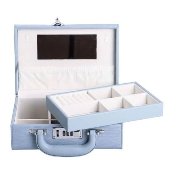 Скринька для прикрас з еко шкіри 2 яруси з кодовим замком органайзер для ювелірних виробів HP-5-24BL | Зображення 2