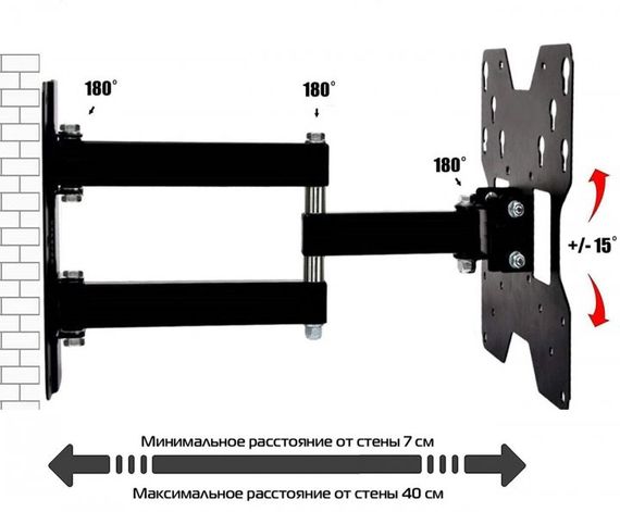 Кронштейн на стену для ТВ поворотный V499 14-55 | Зображення 6