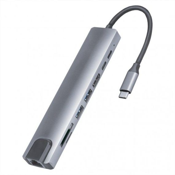Хаб концентратор 8 до 1 USB Type-C перехідник HDMI SD TF RJ45 | Зображення 4