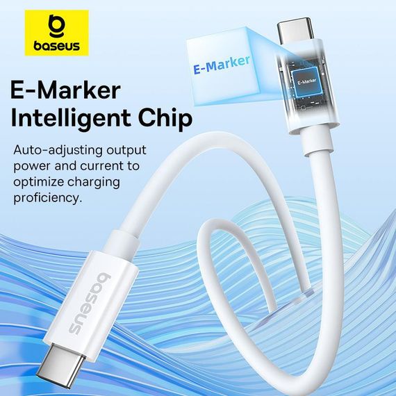 Дата кабель Baseus Superior Series 2 USB4 Full-Function Type-C to Type-C 240W (1m) (P10365200211) Moon White | Зображення 2