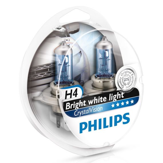 Комплект галогеновых ламп PHILIPS 12342CVSP H4 60/55W 12V P43t CristalVision+2xW5W