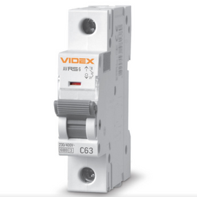 Автоматичний вимикач 1P 63А 6 kA VF-RS6-AV1C63 Resist Videx