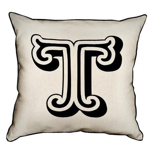 Подушка с мешковины Letter T 45x45 см (45PHB_ABC039_WH)