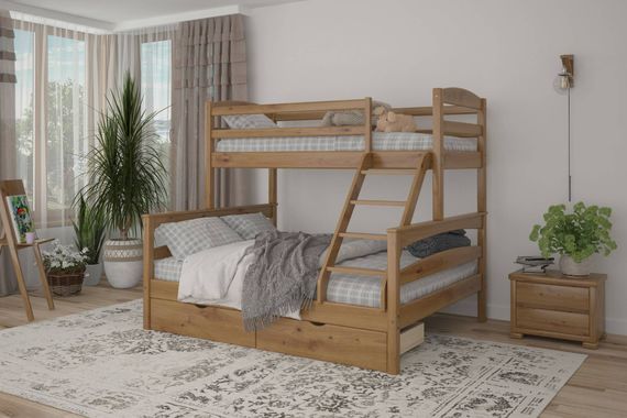 Двухъярусная детская кровать iSmart Чикаго Орех светлый 160-90х200 см с ящиками (DDMBG-2240)