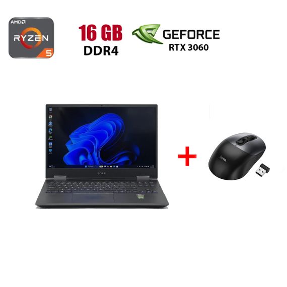 Игровой ноутбук Б-класс HP Omen 15-en1008ca / 15.6" (1920x1080) IPS / AMD Ryzen 5 5600H (6 (12) ядер по 3.3 - 4.2 GHz) / 16 GB DDR4 / 480 GB SSD / nVidia GeForce RTX 3060, 6 GB GDDR6, 192-bit / WebCam б/у + Подарок Беспроводная мышь HOCO GM28