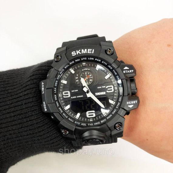 Годинник наручний чоловічий SKMEI 1586BK BLACK, водонепроникний чоловічий годинник, годинник спортивний. Колір: чорний | Зображення 4
