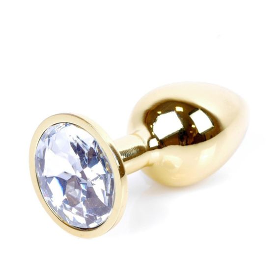 Анальна пробка - Jewellery Gold Plug Clear | Зображення 2