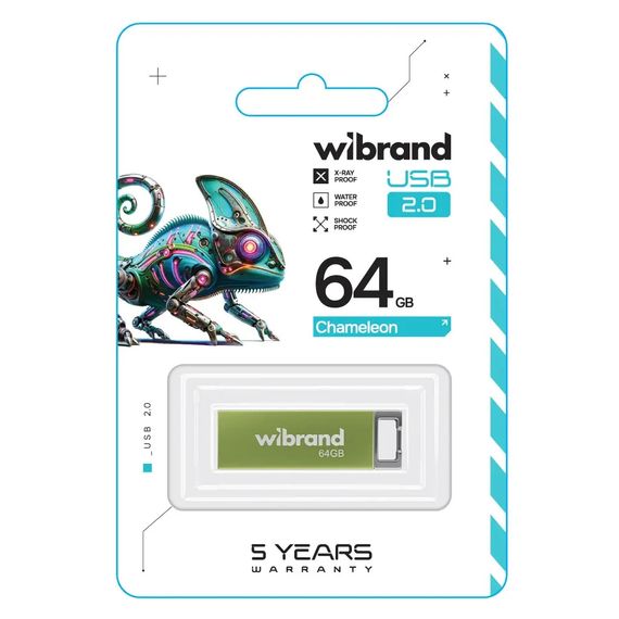 USB флеш накопичувач Wibrand 64GB Chameleon Green USB 2.0 (WI2.0/CH64U6LG) | Зображення 1