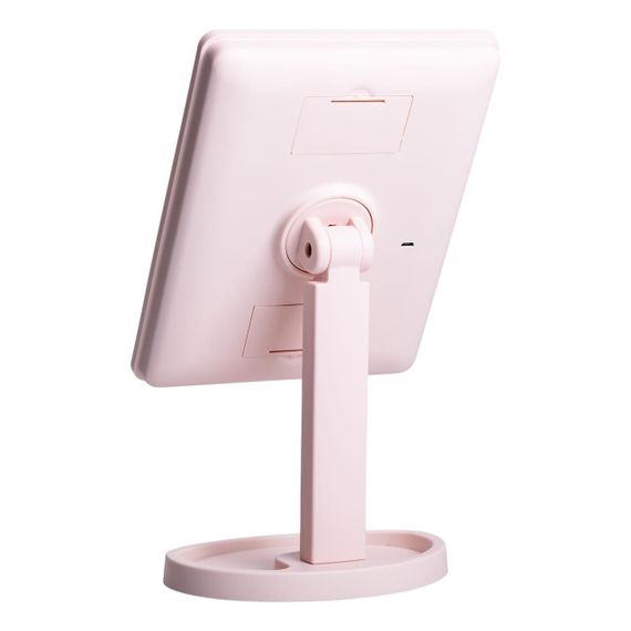 Настільне дзеркало з підсвічуванням 22 LED для макіяжу 21х16 см прямокутне на ніжці USB Рожеве HP-10-4AP | Зображення 2