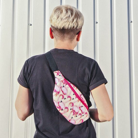 Сумка на пояс бананка Bumbag Фламинго 27x16 см (BB_18J057_ROZ_BL)