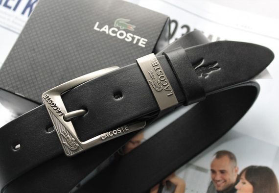 Кожаный мужской ремень Lacoste черный | Зображення 1