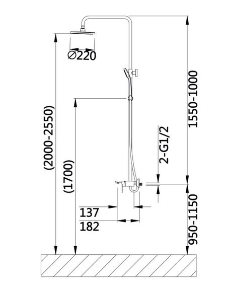 Душова система універсальна Qtap Aries Chrome з виливом QTARI111CRM45560 | Зображення 1