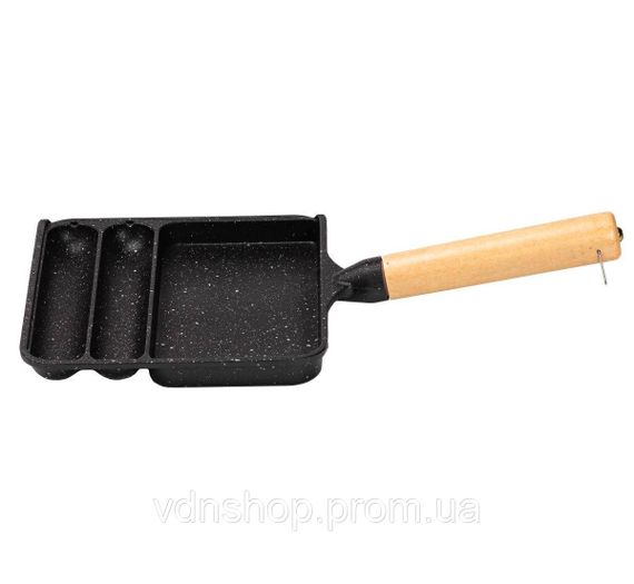 Сковорода прямоугольная на 3 секции с антипригарным покрытием черная HP39572B | Зображення 1