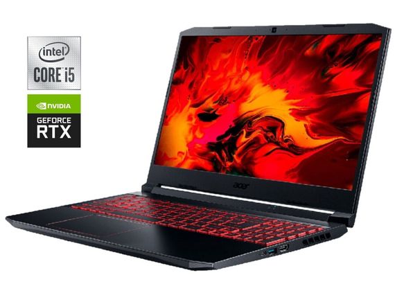 Игровой ноутбук Acer Nitro 5 AN515-55-54CY / 15.6" (1920x1080) IPS / Intel Core i5-10300H (4 (8) ядра по 2.5 - 4.5 GHz) / 16 GB DDR4 / 512 GB SSD / nVidia GeForce RTX 3060, 6 GB GDDR6, 192-bit / WebCam б/у