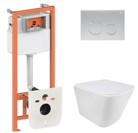 Набір Qtap Nest 4 в 1 підвісний унітаз Tern Ultra Quiet 490x365x325 + комплект інсталяції QT1733052EUQW45159
